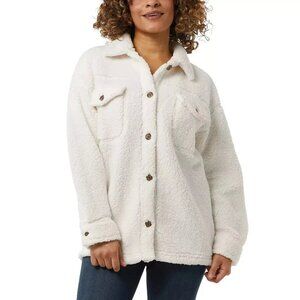 32 Degrees Heat Women's XS/S Cream Sherpa Shirt Jacket Button Front NWOT
